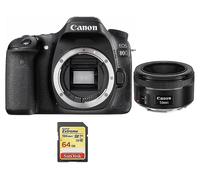 FOTOCAMERA REFLEX CANON EOS 80D, Zoom 0x, Risoluzione 24,2 megapixel, stabilizzatore electronic Zoom ottico 0x, 18 megapixel, Nero