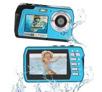 Fotocamera subacquea 4K, 4K 48MP Full HD, fotocamera galleggiante compatta, impermeabile 3M per immersioni, surf, rafting, selfie a doppio schermo, zoom digitale, luce riempitrice 16X, supporto