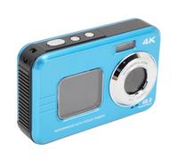 Fotocamera Subacquea 4K, Fotocamera Digitale Compatta a Doppio Schermo con Zoom Automatico da 48 MP e Zoom 16X, Fotocamera Selfie Resistente All'acqua Fino a 11 Piedi per lo (BLUE)
