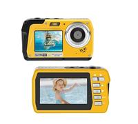 Fotocamera subacquea 4K, Full HD 4K e 48 MP, fotocamera impermeabile da 3 m per snorkeling, surf, rafting, doppio schermo per selfie/zoom digitale 16x/luce di riempimento/supporto 128 GB (giallo)