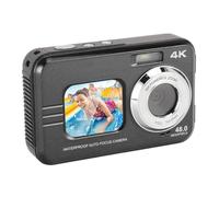 Fotocamera Subacquea, Fotocamera Impermeabile 4K 48MP Selfie con Doppio Schermo, Fotocamera Digitale Impermeabile Compatta da 11 Piedi, Fotocamera Subacquea con Luce di (BLACK)