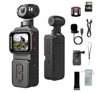 Fotocamera tascabile 5K per Vlogging con microfono, 5K/20FPS e 4K/60FPS, touchscreen da 1,69", obiettivo rotante a 270°, Face Tracking, Wi-Fi, stabilizzazione a 6 assi, per YouTube, viaggi, lavoro