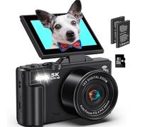 Fotocamere digitali per fotografia 5K - 75MP Vlogging Camera per YouTube WiFi - UHD Autofocus Vlog Camera 3 pollici 180° Flip Screen con zoom 18X - Viaggio YouTube con 32GB SD Card, 2 batterie