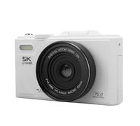 Fotocamere Digitali per la Fotografia, 5k UHD 75MP 18x Digital Zoom WiFi Vlogging Camera con Schermo Flip da 3 '', Videocamera Digitale da Viaggio Compatta Anti Shake per gli (WHITE)