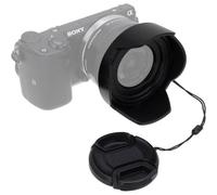 Fotodiox Kit paraluce per Sony E PZ, 52 mm, F3.5 - 5.6 OSS, E-mount, lente power zoom con paraluce a tulipano, con tappo coprilente per obiettivo per Sony A5000, A6000, NEX-5T, NEX-6