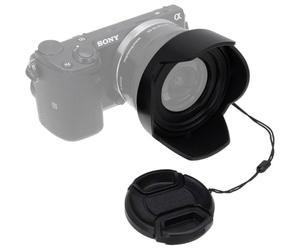 Fotodiox Kit paraluce per Sony E PZ, 52 mm, F3.5 - 5.6 OSS, E-mount, lente power zoom con paraluce a tulipano, con tappo coprilente per obiettivo per Sony A5000, A6000, NEX-5T, NEX-6