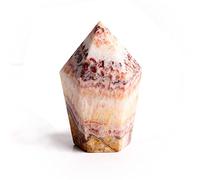 FOTOEV Cristallo Naturale Grezzo 1PC Naturale Rosso Maiale Pietra Punto Bacchetta Carne Pietre Poliedro Torre Obelisco Supporto di Cristallo Decor Collezione Regalo Bellissimo Cristallo