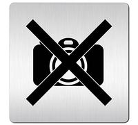 Fotografare vietato - No Photography - No Photos" XXL - Targhetta per porta - Cartello in alluminio spesso 1,5 mm con superficie raffinata 125 X 125 mm facile da pulire e durevole