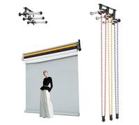 Fotografia 3 rulli, dispositivo di supporto manuale per sfondo, montaggio a parete, dispositivo di sollevamento backdrop, sistema di supporto manuale per studio fotografico, 33 x 4,8 x 20 cm, per