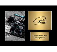 Fotografia autografata stampata di Lewis Hamilton, formato A4, idea regalo