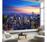 Fotografia Crepuscolo Skyline Di New York Carta Da Parati 3D Fotomurale 250 x 175 cm Blu Murali, Per Soggiorno Divano Tv Hotel A Tema Corridoio Di Lusso Sfondo Dipinto Murale