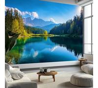 Fotografia Dolomiti Lago Carta Da Parati 3D Fotomurale 250 x 175 cm Blu Murali, Per Soggiorno Divano Tv Hotel A Tema Corridoio Di Lusso Sfondo Dipinto Murale