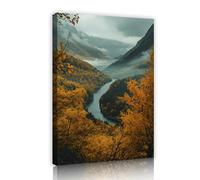 Fotografia naturalistica Scenic Canvas Wall Art Autunno Valle del fiume Colline nebbiose Stampe su tela Soggiorno Sala da pranzo Wall Decor Immagini 20x28cm Innerframe