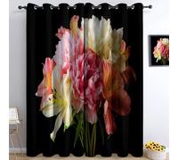 Fotografia Naturalistica Tenda 70L x 160A cm (2 Pannelli) Con Occhielli, Tende Oscuranti Termiche Isolanti Piante Bouquet Rosa E Bianco Peonia per Sala Trattamento della Finestra per Camera da Letto