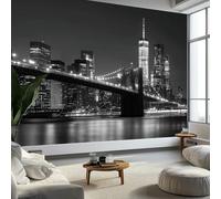 Fotografia Ponte Di Brooklyn New York Carta Da Parati 3D Fotomurale Murali 400 x 280 cm, Moderna Fotomurali Murales Nero Poster Decorazione Da Muro Per Soggiorno Divano Tv Hotel A Tema Corridoio