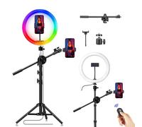 Fotografia RGB Led Video Anello luminoso Cerchio di illuminazione di riempimento Fotocamera Studio fotografico Telefono Lampada selfie con supporto per treppiede Braccio 160CM