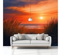 Fotografia Tramonto Dune Di Hafzur Erba Carta Da Parati 3D Fotomurale 200 x 140 cm Colore Arancione Murali, Per Soggiorno Divano Tv Hotel A Tema Corridoio Di Lusso Sfondo Dipinto Murale