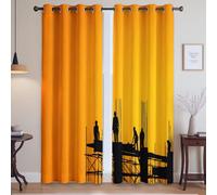 Fotografia Tramonto Ombra Tende Per Interni - Lunga durata Tende Termiche Isolanti con Drappeggio, Arancione, 132L x 158A cm (2 Pannelli) 52"x62"