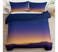 Fotografico Copripiumino 220 x 240 cm Morbida Microfibra Parure Copripiumino, Scena Notturna Del Deserto Cielo Stellato Stampa Viola di Biancheria da Letto per Giovani e Adulti con due Federe