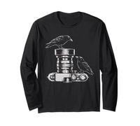 Fotografo Raven Obiettivo Fotocamera Vintage Schizzo Uccelli Maglia a Manica