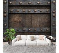 Fotomurale 200x140 cm Modello Retrò Di Porta Di Prigione Carta da Parati Murale Effetto 3D Tessuti Non Tessuti Buio Muralo per Camera da letto Soggiorno Sfondo TV e Divano