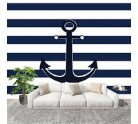Fotomurale 250x175cm Tema Dell'Ancora sailing Carta da Parati Murale Effetto 5D Marina Murale da Parete Artistico in Tessuto non Tessuto Poster Decorativo per Soggiorno Sfondo TV e Divano