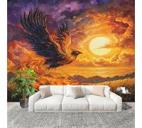 Fotomurale 300x210cm Fiamma Di Fenice Fantasy Carta da Parati Murale Effetto 3D Tessuti Non Tessuti Giallo-Arancio Muralo per Camera da letto Soggiorno Sfondo TV e Divano