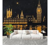 Fotomurale 300x210cm Riflesso Astratto Degli Edifici Della Città Carta da Parati Murale Effetto 3D Tessuti Non Tessuti Buio Muralo per Camera da letto Soggiorno Sfondo TV e Divano