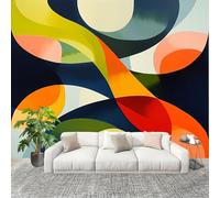 Fotomurale 350x256cm Curve Della Pop Art Carta da Parati Murale Effetto 3D Tessuti Non Tessuti Multicolore Muralo per Camera da letto Soggiorno Sfondo TV e Divano