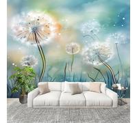 Fotomurale 350x256cm Sognante Dente Di Leone Fiore Carta da Parati Murale Effetto 3D Tessuti Non Tessuti Azzurro Muralo per Camera da letto Soggiorno Sfondo TV e Divano