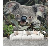 Fotomurale 400x280cm Foglia Di Koala, Animale Della Giungla Carta da Parati Murale Effetto 3D Tessuti Non Tessuti Verde Muralo per Camera da letto Soggiorno Sfondo TV e Divano