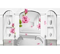 Fotomurale Architettura Astratta Bianca Moderna Carta da Parati Rose 3D Fotomurali In Tessuto Non Tessuto 450x315 Decorazione Parete Camere da Letto Soggiorno Pareti Murale Poster Giganti a-8695