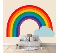 Fotomurale Arcobaleno Lineare, Sfondo Murale xxl Geometrico 300X256cm Testata Letto Rinfresca Subito Gli Interni Traspirante E Antiumidità Montaggio Rapido Design Artistico