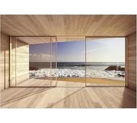 Fotomurale Astratto Del Pavimento in Legno Carta da Parati Oceano 3D Fotomurali In Tessuto Non Tessuto 350x256 Decorazione Parete Camere da Letto Soggiorno Pareti Murale Poster Giganti a-3005