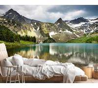 Fotomurale Boschi di Montagna Carta da Parati Vista Lago 3D Fotomurali In Tessuto Non Tessuto 150x105 Decorazione Parete Camere da Letto Soggiorno Pareti Murale Poster a-2225