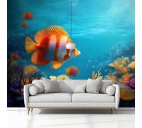 Fotomurale Carta da Parati Mondo Sottomarino Pesci Tropicali Corallo 200 x 140 cm Fotomurali Murale Poster Gigante, Blu Moderna Carta da Parati, per Camera Letto Soggiorno Stanza dei Bambini