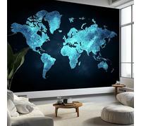 Fotomurale Carta da Parati Progettazione Grafica Mappa Del Mondo 450 x 315 cm Fotomurali Murale Poster Gigante, Nero Moderna Carta da Parati per Camera Letto Soggiorno Stanza dei Bambini