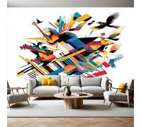 Fotomurale da Parete 250 x 175 cm Musica strumenti astratti Carta da parati TNT Murale 3D Moderna Poster Gigante Design Carta per Pareti Soggiorno Camera de Letto Sala Ufficio