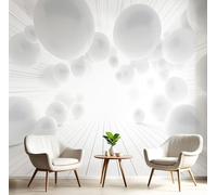 Fotomurale da Parete 3D Futuro Astratto, Sfera Galleggiante Carta Da Parati In Tessuto di Seta Murale Decorazione Da Muro, 350Lx256A cm Bianco Fotomurali Decorazione Soggiorno