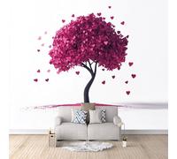 Fotomurale da Parete Albero Rosa Amore 450x315 cm Stampa 3D Pianta Carta da Parati Fotografica Tessuto non Tessuto Senza Supporto Adesivo Facile da Installare Sala da Pranzo Corridoio Mural Poster