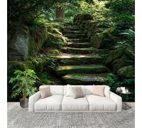 Fotomurale da Parete Modello di Gradini In Pietra Della Junglea Decorazioni D'interni Pareti Camera De Letto Soggiorno 3D Carta Parati Verde Tessuto Non Tessuto Murali Poster 200x140 cm