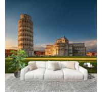 Fotomurale da Parete Paesaggio Della Torre Pendente In Italia Decorazioni D'interni Pareti Camera De Letto Soggiorno 3D Carta Parati Architettura Tessuto Non Tessuto Murali Poster 300x210 cm