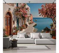 Fotomurale da Parete Sfondo Murale Paesaggi, Carta da Parati Fotografica Isole Strade Edifici 350Lx256A cm, Moderne Decorazione Soggiorno Camera de Letto Sala Ufficio