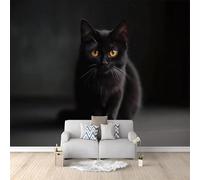 Fotomurale Gatto Nero Carta da Parati Animale 3D Fotomurali In Tessuto Non Tessuto 400x280 Decorazione Parete Camere da Letto Soggiorno Pareti Murale Poster Giganti a-5302