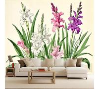 Fotomurale gladiolo Sfondo Murale Xxl Fiori dipinti a mano 300x210cm Arte murale 3D murale decorativo illusione ottica moderna camera da letto salotto bambini facile da posare