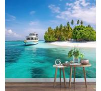 Fotomurale Isola Dell'oceano Carta da Parati Mare di Navi 3D Fotomurali In Tessuto Non Tessuto 250x175 Decorazione Parete Camere da Letto Soggiorno Pareti Murale Poster Giganti a-9475