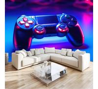 Fotomurale Moderno Cool Gaming E-Sport Controller 300 x 210 cm - Carta da Parati Blu in TNT per Parete Soggiorno e Camera da Letto, Decorazione Murale 3D
