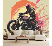 Fotomurale motociclo Sfondo Murale Xxl Movimento dell'acquerello 300x210cm Arte murale 3D murale decorativo illusione ottica moderna camera da letto salotto bambini facile da posare