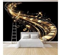 Fotomurale Nota Carta da Parati Musica Nera 3D Fotomurali In Tessuto Non Tessuto 250x175 Decorazione Parete Camere da Letto Soggiorno Pareti Murale Poster Giganti a-2923
