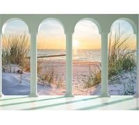 Fotomurale Paesaggio Della Spiaggia Dell'oceano Carta da Parati Arco 3D Fotomurali In Tessuto Non Tessuto 450x315 Decorazione Parete Camere da Letto Soggiorno Pareti Murale Poster Giganti a-8543